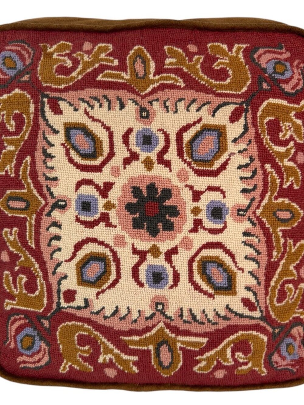 VTG Embroidered NEEDLEPOINT Decorative Throw Pillow Cushion Seat Square